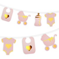 Girlande zur Babyparty Mädchen mit Goldfolie verziert, 5m von Santex