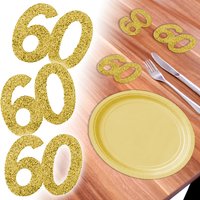 Glitterzahlen 60 in Gold zum 60. Geburtstag, 6 Stück, 8,5cm, x 7,5cm von Santex