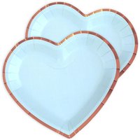 Herzförmige Pappteller im 10er Pack, blau, 22,5cm x 20cm von Santex