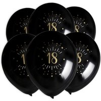 Luftballons "Zahl 18" in schwarz-gold, 8er Pack, Ø 23cm von Santex