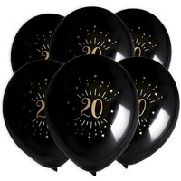 Luftballons "Zahl 20" in schwarz-gold, 8er Pack, Ø 23cm von Santex