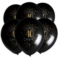 Luftballons "Zahl 40" in schwarz-gold, 8er Pack, Ø 23cm von Santex