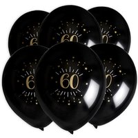 Luftballons "Zahl 60" in schwarz-gold, 8er Pack, Ø 23cm von Santex