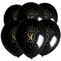 Luftballons "Zahl 80" in schwarz-gold, 8er Pack, Ø 23cm von Santex