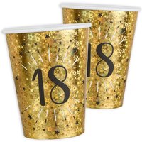 Pappbecher "18" in Gold, holografisch glitzernd, 10er Pack, 270ml von Santex