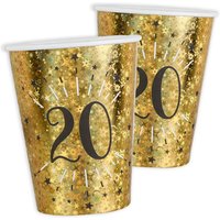 Pappbecher "20" in Gold, holografisch glitzernd, 10er Pack, 270ml von Santex