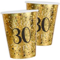 Pappbecher "30" in Gold, holografisch glitzernd, 10er Pack, 270ml von Santex