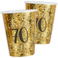 Pappbecher "70" in Gold, holografisch glitzernd, 10er Pack, 270ml von Santex