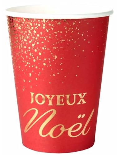 Santex 8114-7, Lot de 10 Gobelets Joyeux Noël scintillant 25cl, Rouge von Santex