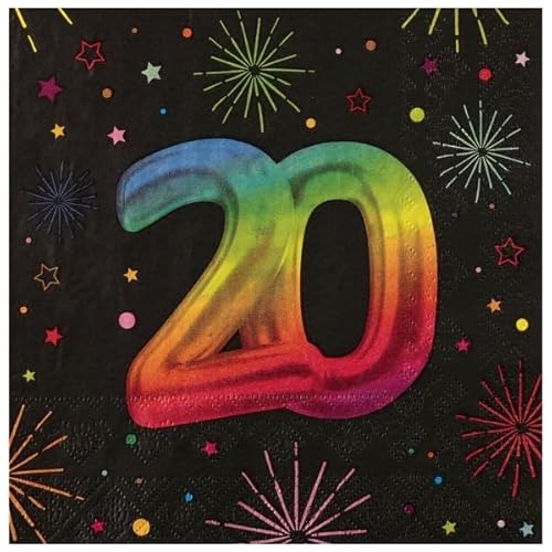 Santex 9012-20, Sachet 12 Serviettes Anniversaire Festicolor Papier 33x33cm, 20 ans von Santex