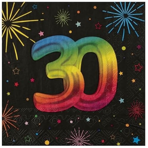 Santex 9012-30, Sachet 12 Serviettes Anniversaire Festicolor Papier 33x33cm, 30 ans von Santex