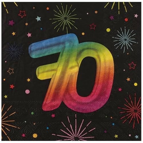 Santex 9012-70, Sachet 12 Serviettes Anniversaire Festicolor Papier 33x33cm, 70 ans von Santex