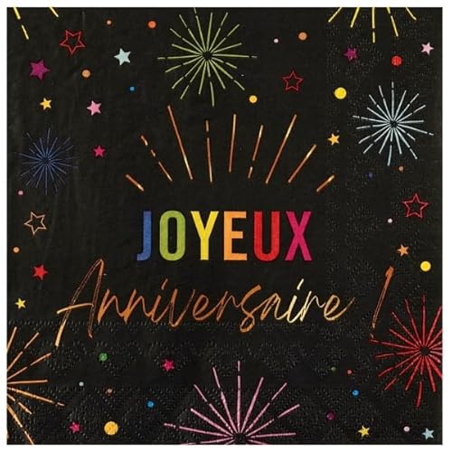 Santex 9018-11, Sachet de 12 Serviettes Anniversaire Festicolor en Papier Multi/Noir 33x33cm von Santex