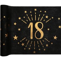 Tischläufer "18" in schwarz-gold aus Polyester, 5m x 30cm von Santex