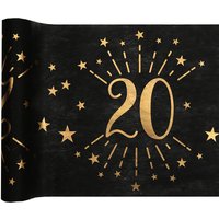 Tischläufer "20" in schwarz-gold aus Polyester, 5m x 30cm von Santex