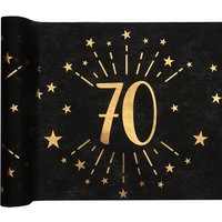 Tischläufer "70" in schwarz-gold aus Polyester, 5m x 30cm von Santex