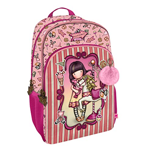 Santoro 1110GJ05 Gorjuss Rucksack mit 3 Reißverschlüssen, Fairground Karussell, 29 x 45 x 17 cm, Rose von Santoro