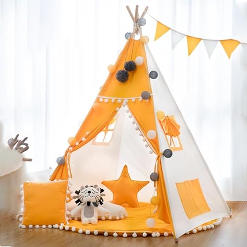 Faltbares Tipi Zelt für Kinder, Indoor Outdoor Spielhaus, Schaffen Sie einen unabhängigen Raum für Ihr Kind, erhöhen Sie die Eltern-Kind-Interaktion(120x165cm) von SanzIa