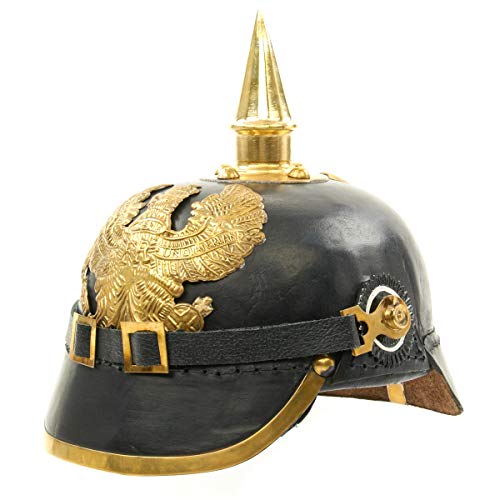 Imperial deutsch Spikes Pickelhaube Officer Fahrradhelm schwarz Leder & Messing von Sara International