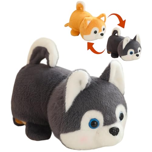 Sarah Duke Flippt Panda Kuscheltier, Kawaii Tiere Plüsch Spielzeug, Weiches Tierkissen Plüschtier Plüschtiere, Home Decor Geschenk für Weihnachten Geburtstag 32cm (Husky - Shiba Inu) von Sarah Duke