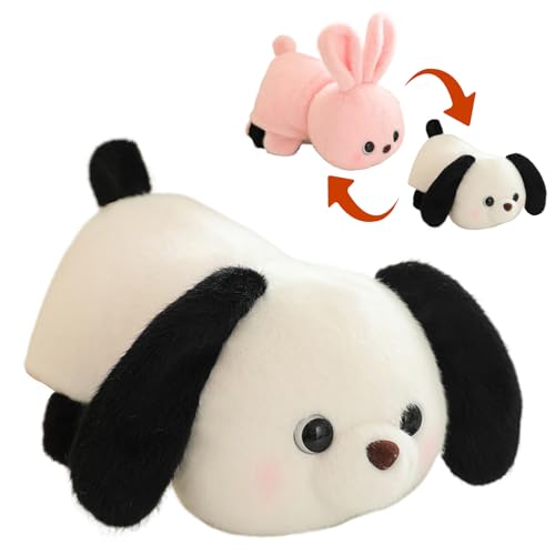 Sarah Duke Flippt Panda Kuscheltier, Kawaii Tiere Plüsch Spielzeug, Weiches Tierkissen Plüschtier Plüschtiere, Home Decor Geschenk für Weihnachten Geburtstag 32cm (Kaninchen - Hund) von Sarah Duke