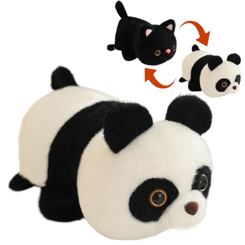 Sarah Duke Flippt Panda Kuscheltier, Kawaii Tiere Plüsch Spielzeug, Weiches Tierkissen Plüschtier Plüschtiere, Home Decor Geschenk für Weihnachten Geburtstag 32cm (Panda - Katze) von Sarah Duke