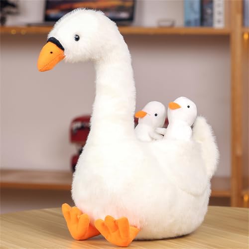 Sarah Duke Gans Kuscheltier Plüsch Tierische Große weiße Gans Plüschtier, Weiches, Niedliches Weiße Mutter und Kind Gänse, Spielzeug Tier für Erwachsene und Kinder Geschenke 35cm von Sarah Duke