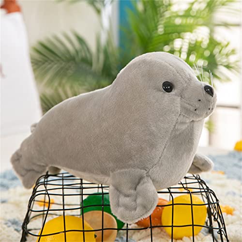 Sarah Duke Seelöwe Stofftier Plüschtier, Kuscheltier Kawaii Plush, Kuscheltier Plüschpuppen Seelöwe Kissen Kuscheltier Spielzeug Tier Geburtstagsgeschenk (Grau,30cm) von Sarah Duke