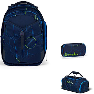 Satch Match Blue Tech 3 tlg Schulrucksack-Set. Schulrucksack-Set von Satch