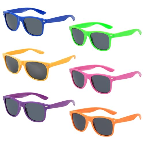 6 Stück Kinder Sonnenbrillen Party Sonnenbrille für Jungen Mädchen Vintage Sonnenbrillen Lustige Party Brille für Strand Hochzeit Party Pool Party Supplies Kinder Party Favor Taschenfüller (Bunt) von Satiskid