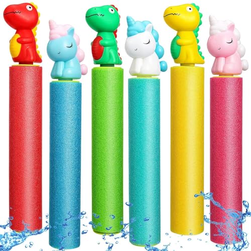 6 Stück Wasserspritzpistole Schaumstoff für Kinder, 26cm Wasserpistole Kinder Spritzpistolen Bunte Spritzpistole Wasser für Jungen und Mädchen, Wasserspritze Wasserspielzeug für Strand Pool Spielzeug von Satiskid