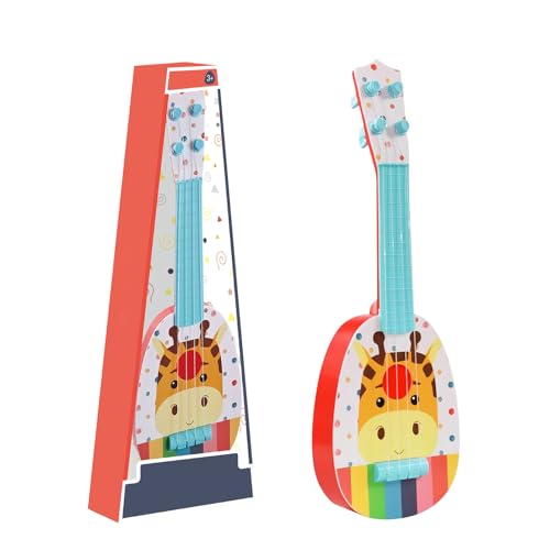 Gitarre für Kinder 36cm Kindergitarre Mini Gitarre Ukulele Gitarre Spielzeug mit 4 Stimmbare Saiten, Gitarre Musikspielzeug Ukulele Instrument für Kleinkinder, Anfänger, Geschenk (Giraffen) von Satiskid