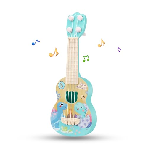 Kinder Ukulele 26cm Kinder Ukulele Gitarre Spielzeug mit 4 verstellbaren Saiten Mini Kinder Musikinstrumente Early Educational Acoustic Spielzeug für Kleinkinder Anfänger Geschenk (Dinosaurier) von Satiskid