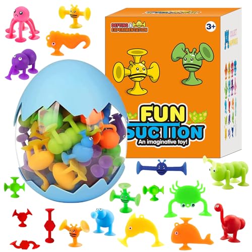 Satiskid 30pcs Saugnapf Badespielzeug,Baby Sensorik Badespielzeug Eierschale Set, Weiche Bausteine DIY Montessori Geschenk für 2 3 4 5 6 Jahre Kinder Junge Mädchen,Erwachsene Stressabbau Spielzeug von Satiskid