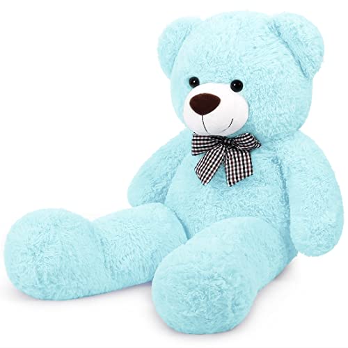 Sausudols XL Teddybär Stofftier Plüschtier Kuscheltier 110 cm Riesen Teddy Bär Plüschtier Geschenk für Valentinstag Weihnachtstag Geburtstag Hellblau von Sausudols