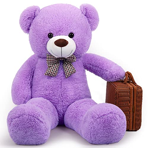 Sausudols XL Teddybär Stofftier Plüschtier Kuscheltier 110 cm Riesen Teddy Bär Plüschtier Geschenk für Valentinstag Weihnachtstag Geburtstag Lila von Sausudols