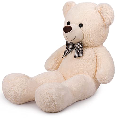 Sausudols XXL Teddybär Stofftier Plüschtier Kuscheltier 120 cm Riesen Teddy Bär Plüschtier Geschenk für Valentinstag Weihnachtstag Geburtstag Beige von Sausudols