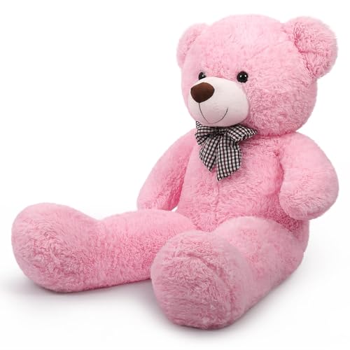 Sausudols XXL Teddybär Stofftier Plüschtier Kuscheltier 120 cm Riesen Teddy Bär Plüschtier Geschenk für Valentinstag Weihnachtstag Geburtstag Rosa von Sausudols