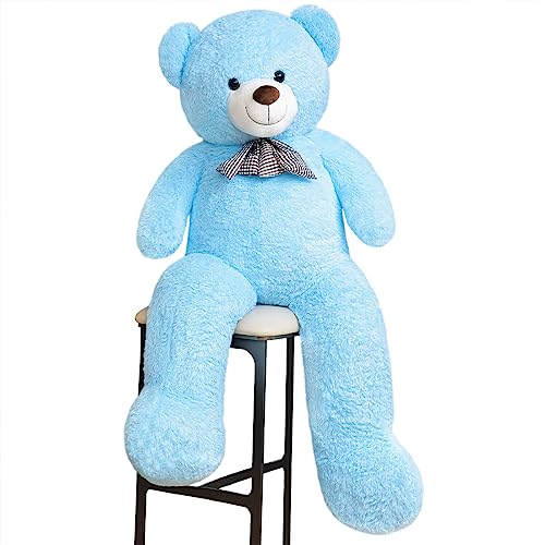 Sausudols XXXL Teddybär Stofftier Plüschtier Kuscheltier 140 cm Riesen Teddy Bär Plüschtier Geschenk für Valentinstag Weihnachtstag Geburtstag Hellblau von Sausudols