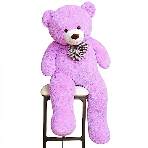 Sausudols XXXL Teddybär Stofftier Plüschtier Kuscheltier 140 cm Riesen Teddy Bär Plüschtier Geschenk für Valentinstag Weihnachtstag Geburtstag Lila von Sausudols