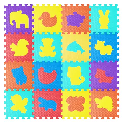 Kinder Puzzlematten 16-teilig 30 x 30 x 1cm Spielmatte Baby Schaumstoff Spielteppich, Puzzle Teppich Matte für Jungen & Mädchen, Krabbelmatte Bodenschutzmatte Kinderzimmer von SayPhroy