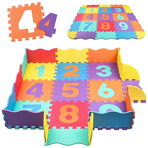 Spielmatte Baby Puzzlematte, Baby Krabbelmatte mit 9 Tieren(Flache Größe 120x120 cm), rutschfest Babymatte Bodenmatte Kinderzimmer von Sayapeiy