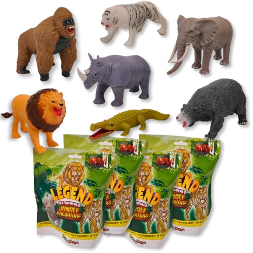 #sbabam Funny Box Jungle Predators Maxi, Spielzeug ab 3 Jahre für Kinder, 4er-Pack, Elastische und Super Dehnbare Tiere Figuren, Finde die Seltenen - Ideal als Baby Geschenk von #sbabam