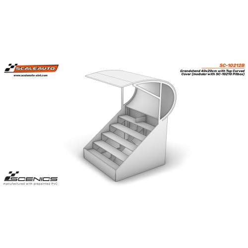 Scaleauto Tribune 40x20cm Avec Toit Courbé (modulaire Avec Pitbox SC-10210) von Scaleauto