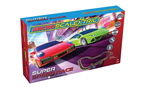 Micro Scalextric Super Speed Race Set - Lamborghini vs Porsche - Battery Powered Set. Micro, Stone von Scalextric