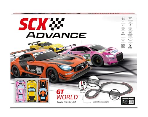 Scalextric - Advance Rennstrecke - Komplette Rennstrecke - 3 Autos und 2 Fernbedienungen 1:32 (GT World) von Scalextric