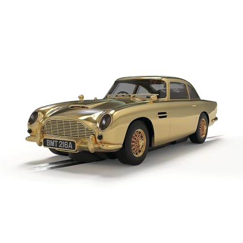 Scalextric Cars – C4550A James Bond Aston Martin DB5 – Goldfinger – 60th Anniversary Gold Edition – Spielzeug-Schlitzauto zur Verwendung Rennstrecken oder -Set von Scalextric