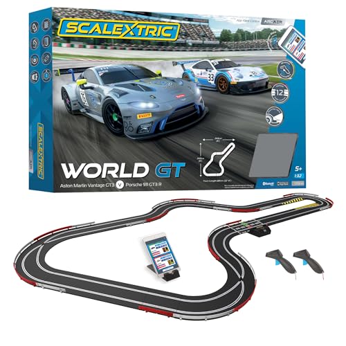 Scalextric Digitale Rennbahn-Sets für Kinder - ARC AIR: World GT Race Set - App-gesteuerte elektrische Kinder-Rennstrecke ab 8 Jahren, Slot Car Rennstrecken, Multi-Autorennen - 1:32 Maßstab Jungen von Scalextric