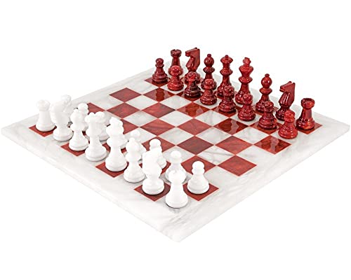 Rot und weiß Alabaster Schachspiel 36.8cm von The Regency Chess Company