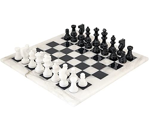 Schwarz und weiß Alabaster Schach Set 36.8cm von The Regency Chess Company